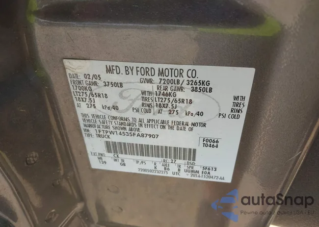 1FTPW14535FA87907: 42513630