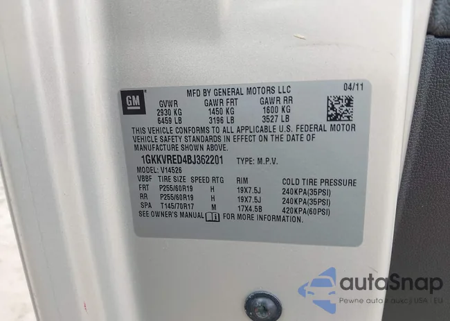 1GKKVRED4BJ362201: 42513682