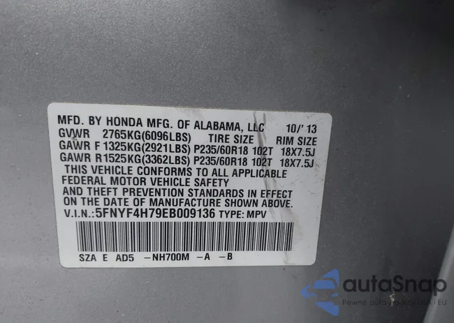 5FNYF4H79EB009136: 42513928