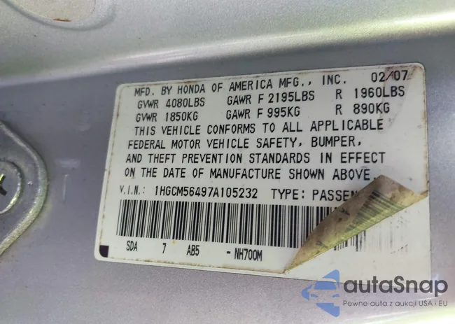 1HGCM56497A105232: 42514094