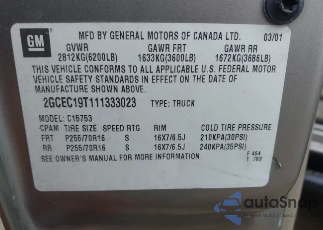 2GCEC19T111333023: 42514110