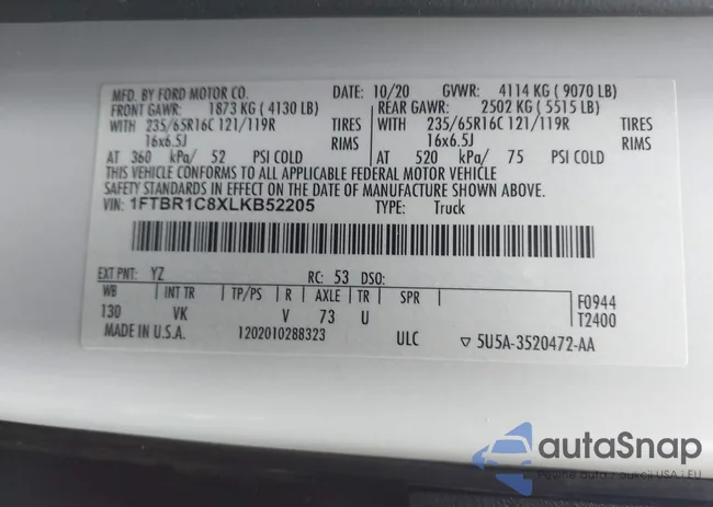 1FTBR1C8XLKB52205: 42514128