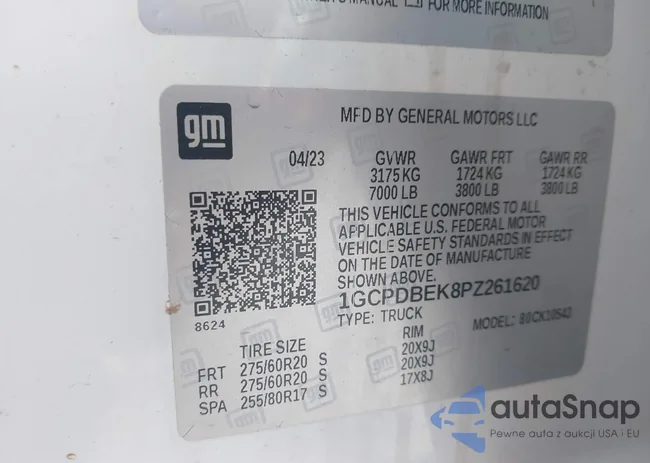 1GCPDBEK8PZ261620: 42513440