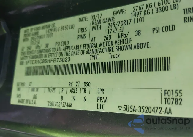 1FTEX1C86HFB73023: 42514638