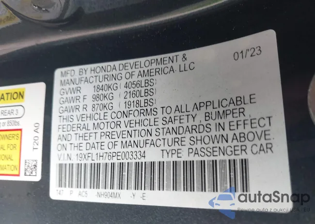 19XFL1H76PE003334: 42514655