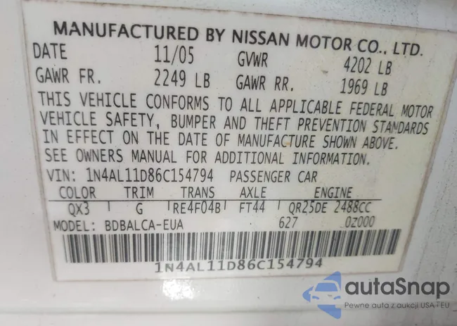 1N4AL11D86C154794: 42514942