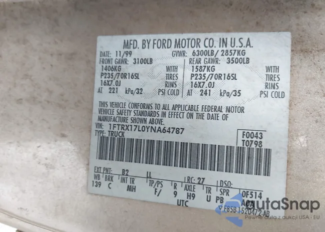 1FTRX17L0YNA64787: 42514949