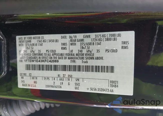1FTEW1E43KFC42089: 42515127