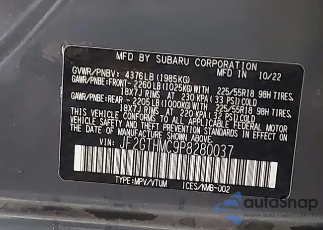 JF2GTHMC9P8280037: 42515186