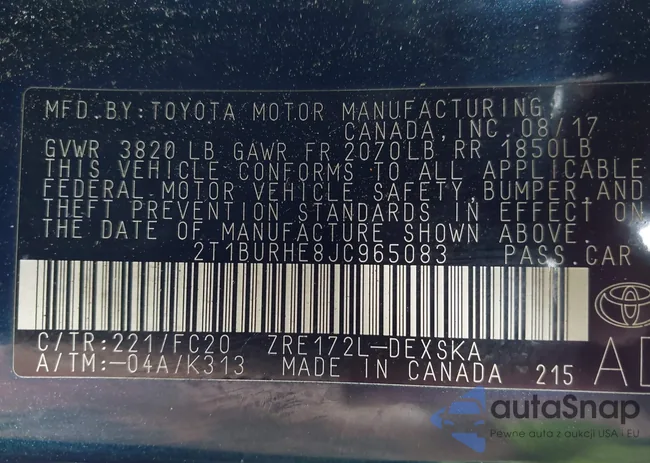 2T1BURHE8JC965083: 42514461