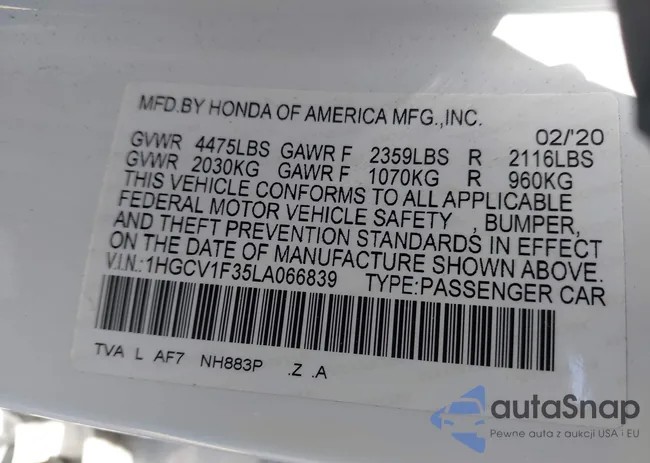 1HGCV1F35LA066839: 42515304