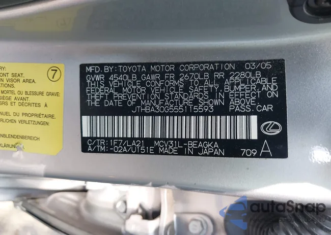 JTHBA30G555115593: 42515583