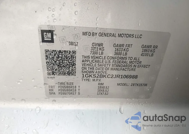 1GKS2BKC2JR106988: 42516778