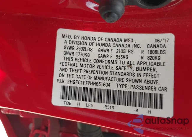 2HGFC1F72HH651604: 42516902