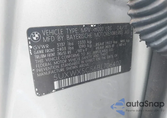 5UXWX5C56BL706402: 42516458