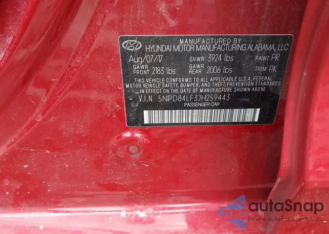 5NPD84LF3JH259443: 42516479