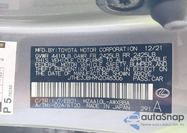 JTHE3JBH9N2048306: 42516590