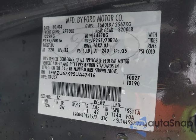 1FMZU67K95UA47416: 42517668