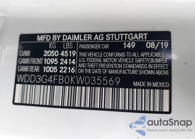 WDD3G4FB0KW035569: 42517750