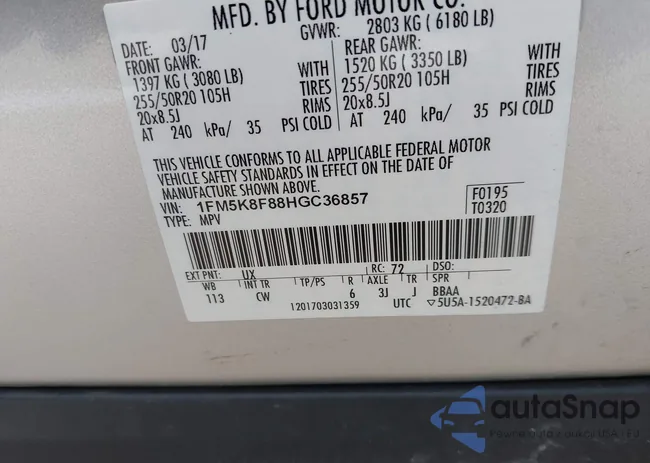 1FM5K8F88HGC36857: 42517815