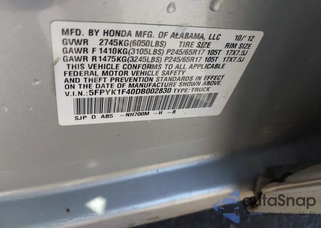 5FPYK1F40DB002830: 42517835