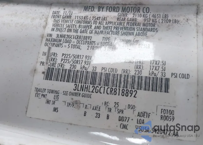 3LNHL2GC1CR818892: 42518005