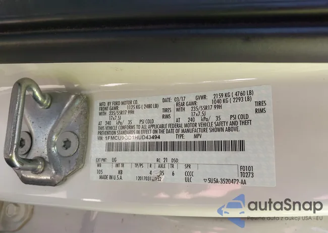 1FMCU9GD1HUD43494: 42518155