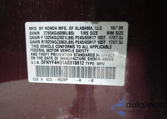 5FNYF4H51AB018812: 42517208