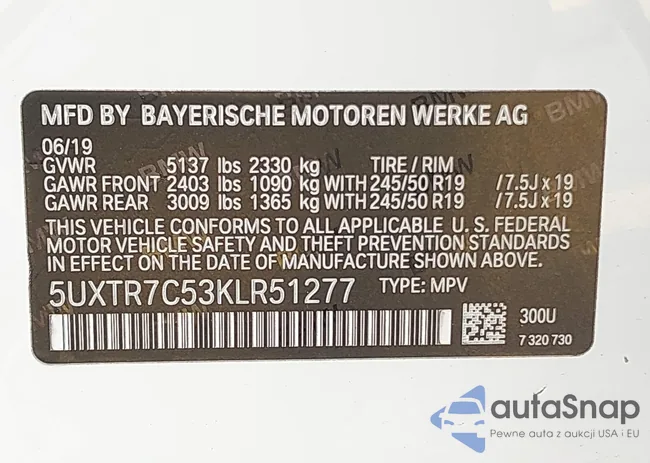 5UXTR7C53KLR51277: 42518605