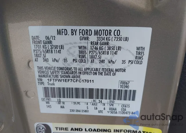 1FTFW1EF7CFC17011: 42518614