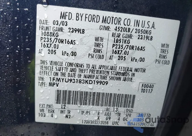 1FMYU93183KD19909: 42518631