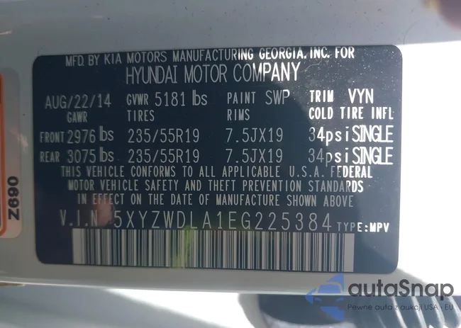 5XYZWDLA1EG225384: 42518990