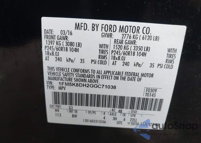 1FM5K8DH2GGC71038: 42519007