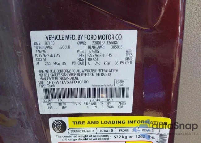 1FTFW1EV5AFD10100: 42518295