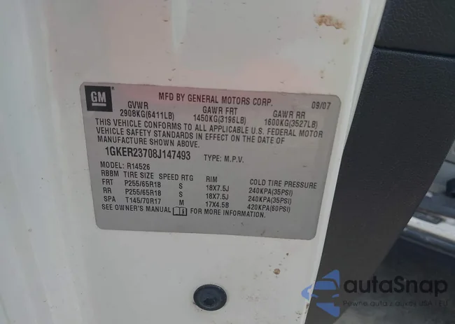 1GKER23708J147493: 42519903