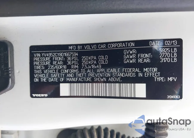 YV4952CY8D1667594: 42519473