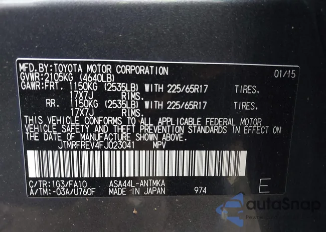 JTMRFREV4FJ023041: 42520612