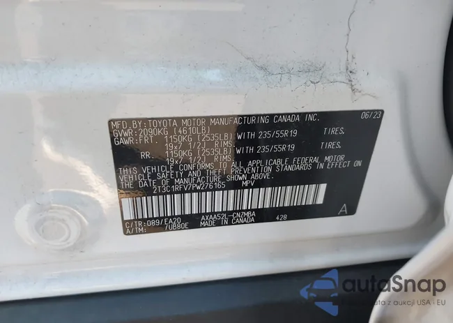 2T3C1RFV7PW276165: 42520613