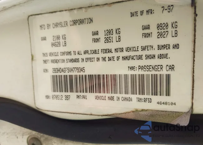 2B3HD46F5VH779345: 42520748