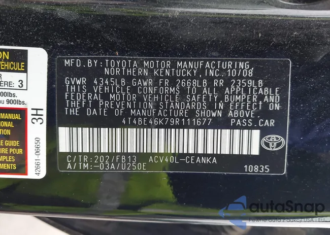 4T4BE46K79R111677: 42520937