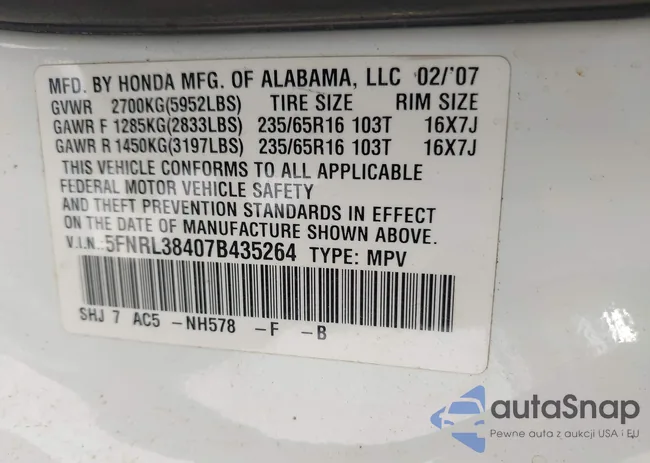 5FNRL38407B435264: 42521153