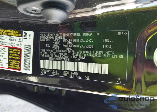 5TDDZRBHXNS213931: 42520234