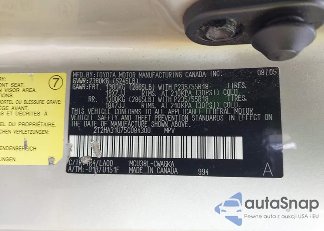 2T2HA31U75C084300: 42521662