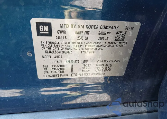 KL4CJESB4KB863472: 42521789