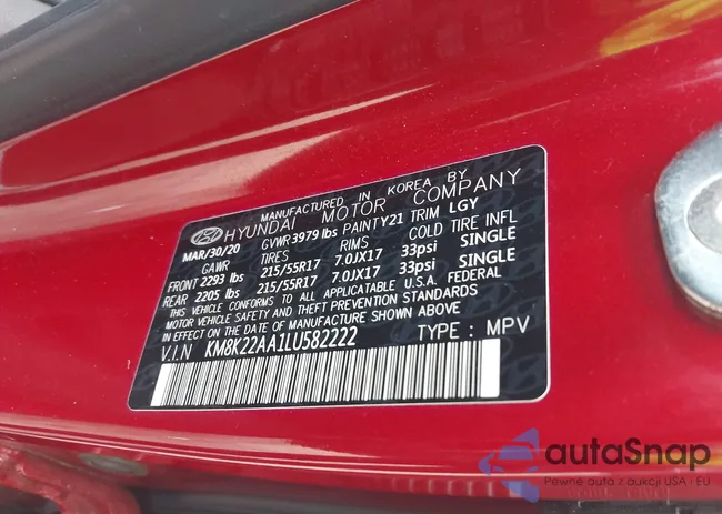 KM8K22AA1LU582222: 42521802