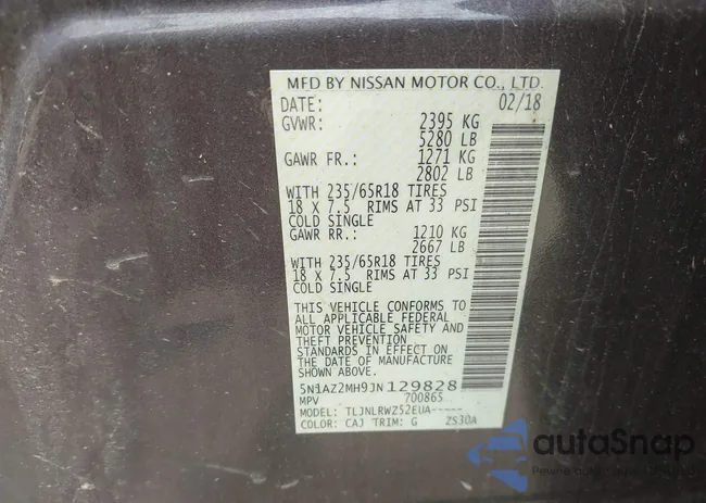 5N1AZ2MH9JN129828: 42522014