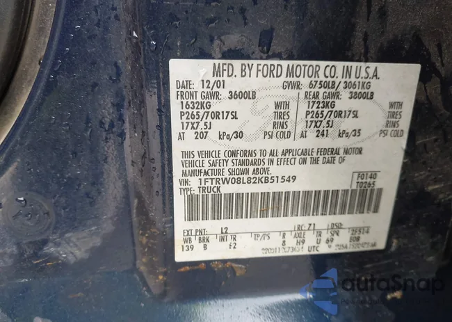 1FTRW08L82KB51549: 42522127