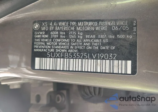 5UXFB53525LV19032: 42522168