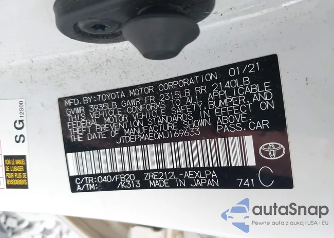 JTDEPMAE0MJ169633: 42522189