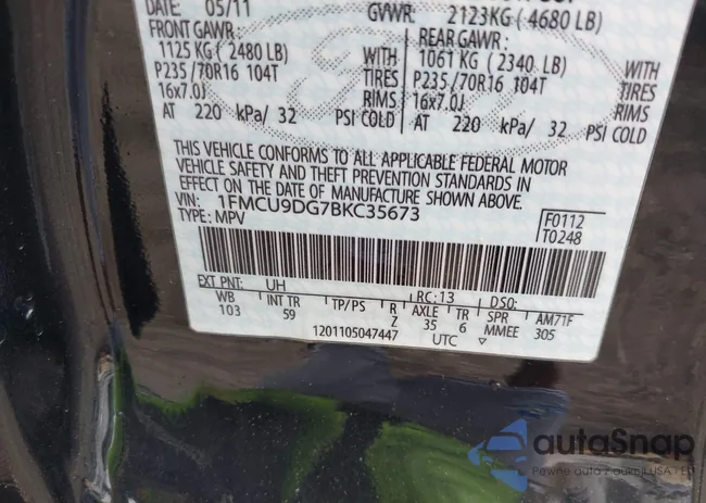 1FMCU9DG7BKC35673: 42521258